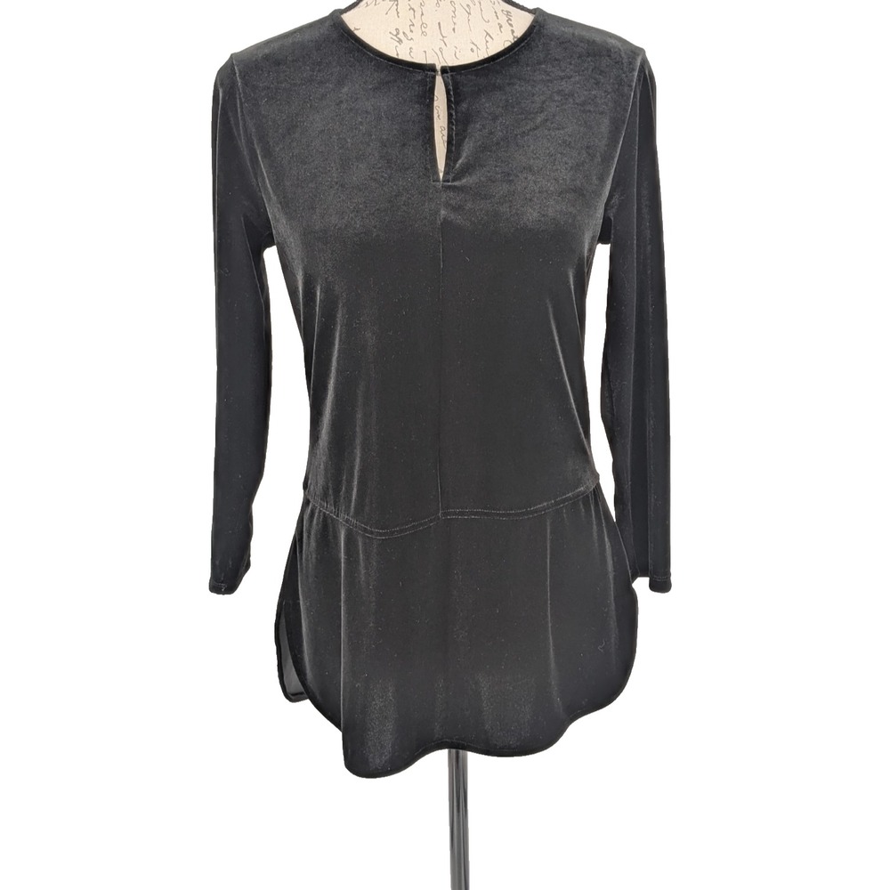 LAUREN RALPH LAUREN Black Velour Top SMALL Whimsey Goth Dark Fairy